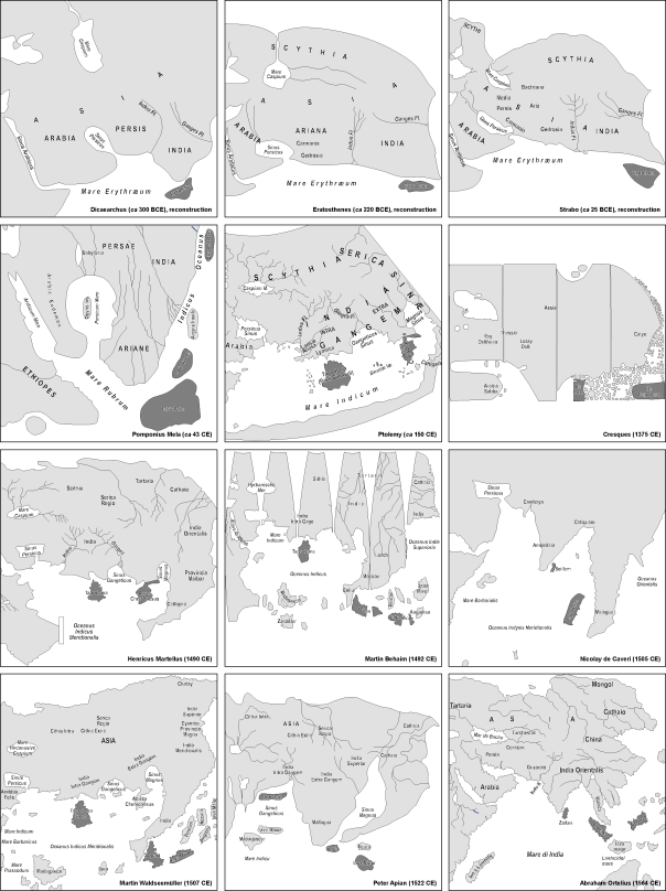 Various maps depicting Traprobana
